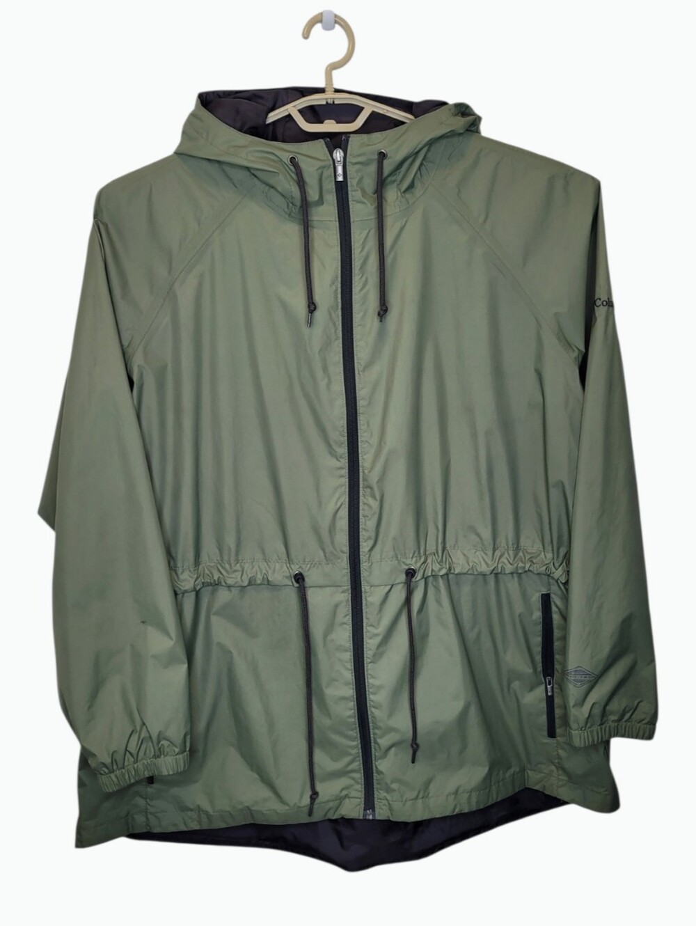 Columbia Plus Drawstring Hooded Rain Jacket 3X Olive Green